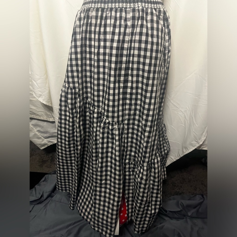 Who What Wear checkerboard gingham black and white maxi skirt